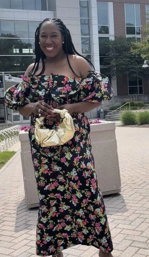 CAROLINE CONSTAS Reyna Black Floral Puff Sleeve Empire Waist Maxi Dress Size M Size M - Image 6