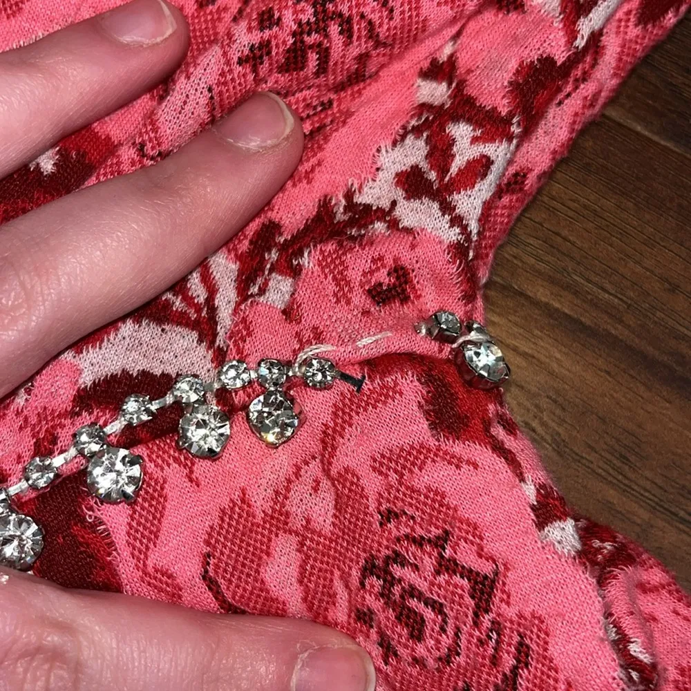 Women’s Zara Pink Blogger Favorite Jeweled Jacquard Valentines Day Mini Dress - Image 4