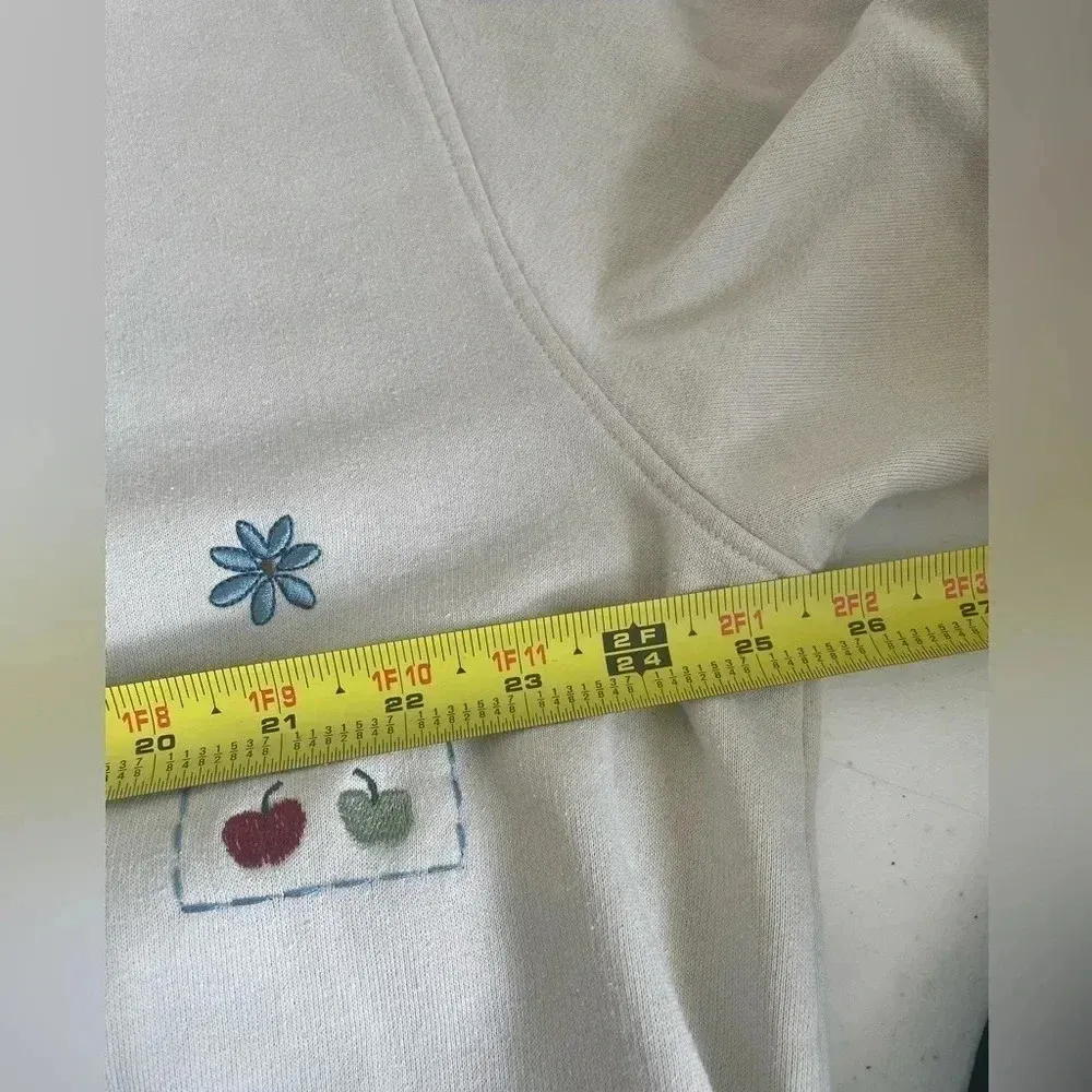 Vintage Grandma style Extra Shenanigans‎ Button Front Embroidered Apples 2X 0186 Red - Image 8