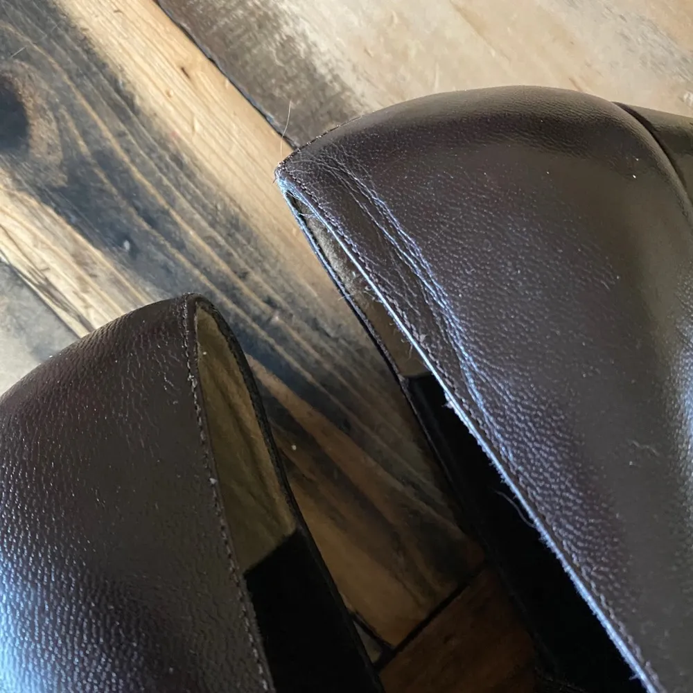 Vittorio Ricci Studio Brown Ruched Leather Heels Size 7.5 - Image 9