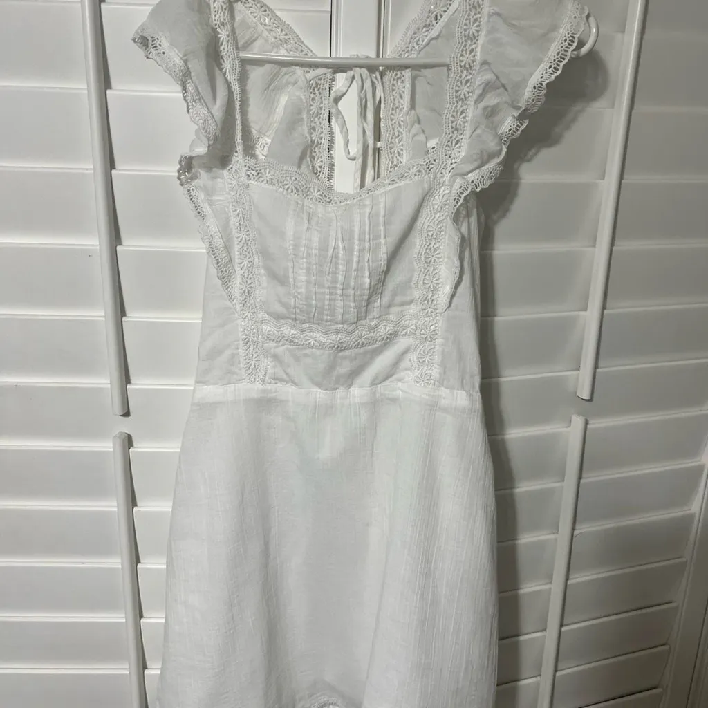 Abercrombie White Lace Mini Dress Cottagecore Size L - Image 6
