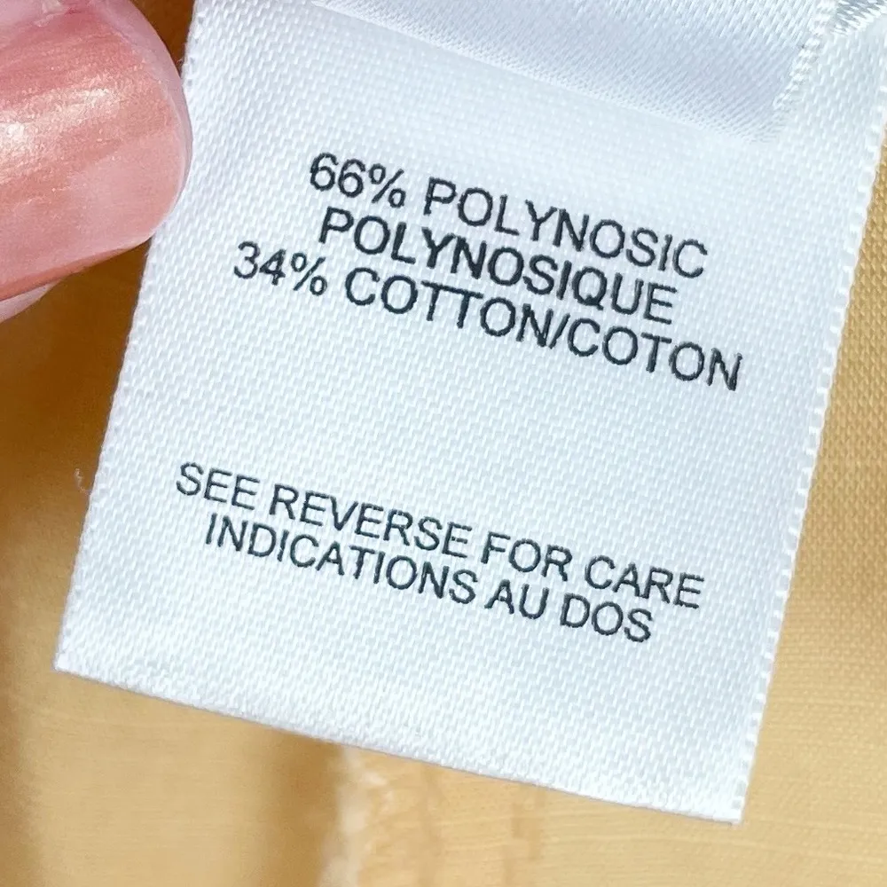 Talbots Vintage 90s Tropical Print Cotton Trouser Pants Pale Yellow Plus Size 18 - Image 7