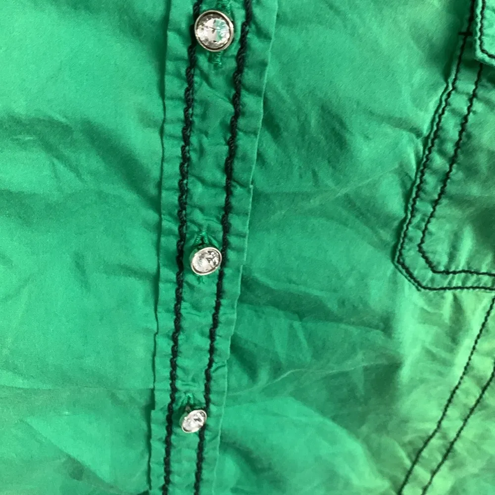 Vintage Y2K Roar Green Snap Front Rhinestone Cowboy Shirt Size M Size M - Image 5