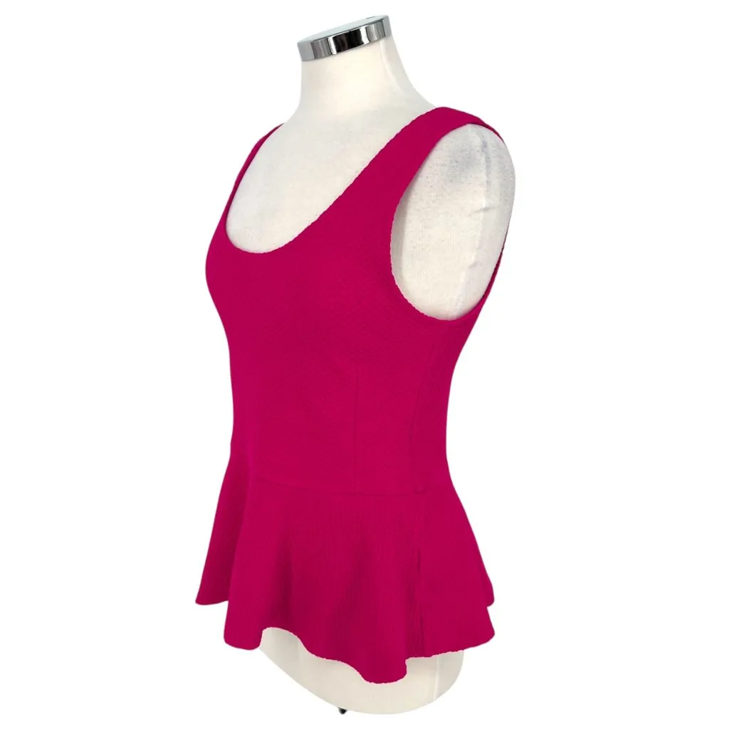 Ganni Peplum Textured Sleeveless Blouse Pink Size XL - Image 4