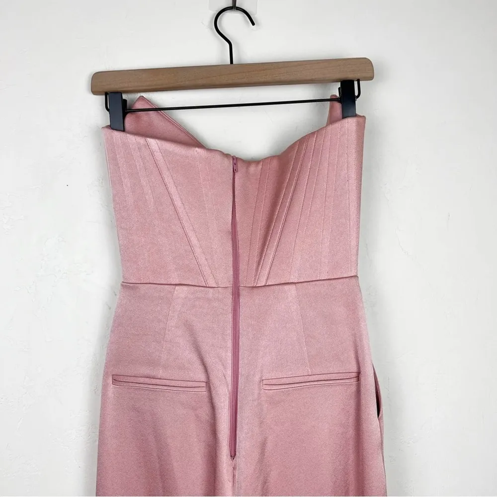 Alex Perry Slaine Satin Crepe Strapless Wide Leg Jumpsuit in Pink - Image 10