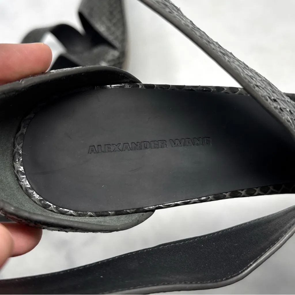 NEW Alexander Wang Marcelle Snakeskin Strappy Pointed Toe Pumps Heels Leather 40 - Image 9