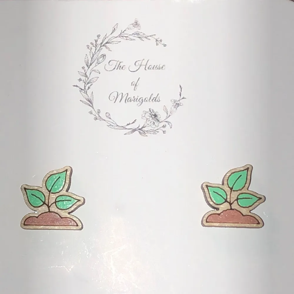 Plant Garden Spring Wooden Hand Painted Boho Earrings - Image 2