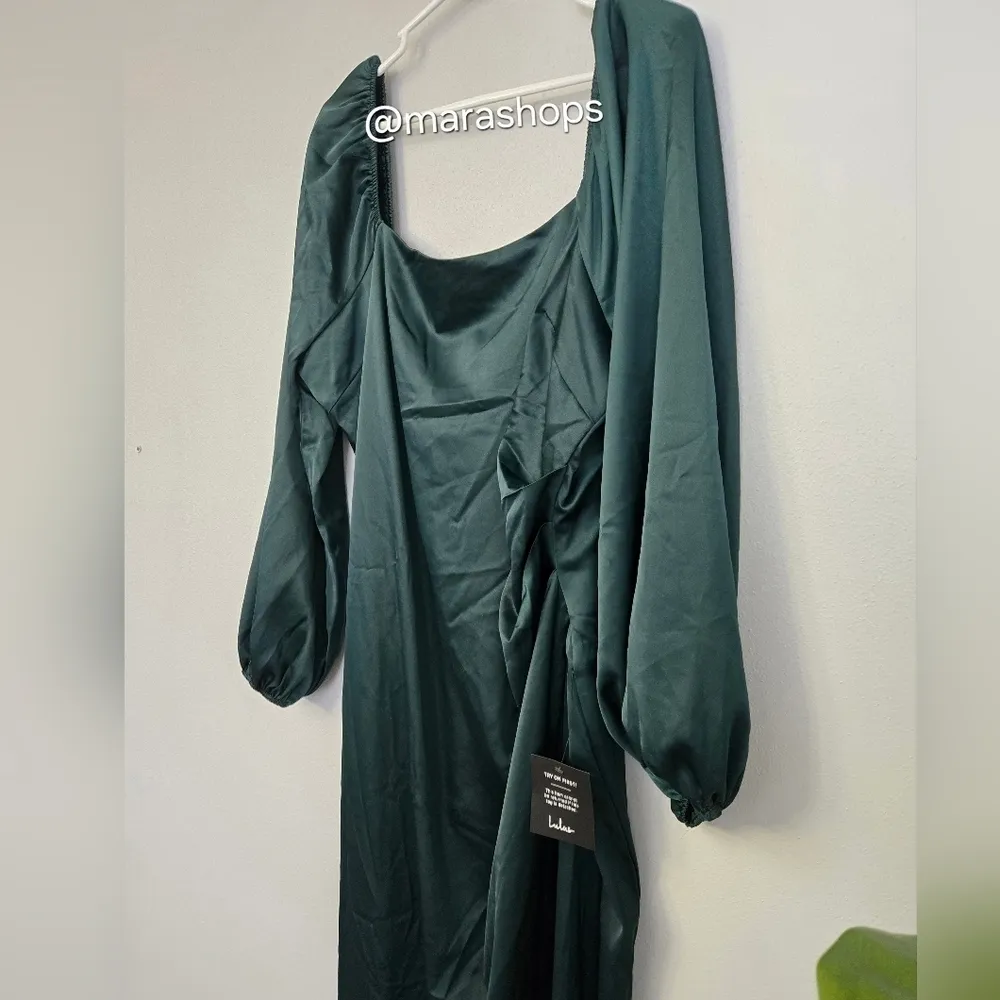 LULUS Eternal Heart Emerald Green Satin Long Sleeve Maxi Dress - Image 6