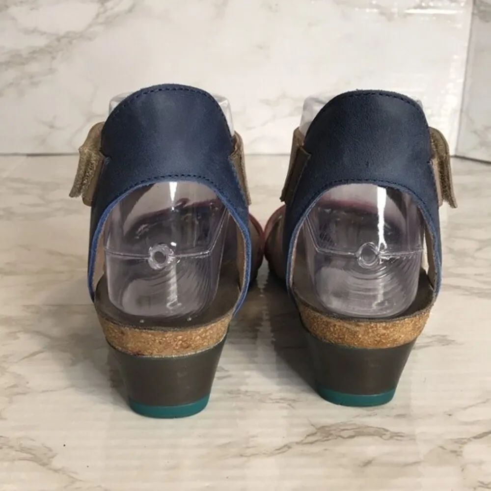 Naot womens leather cross strap pink plum nubuck wedge sandals size 5.5 - Image 8