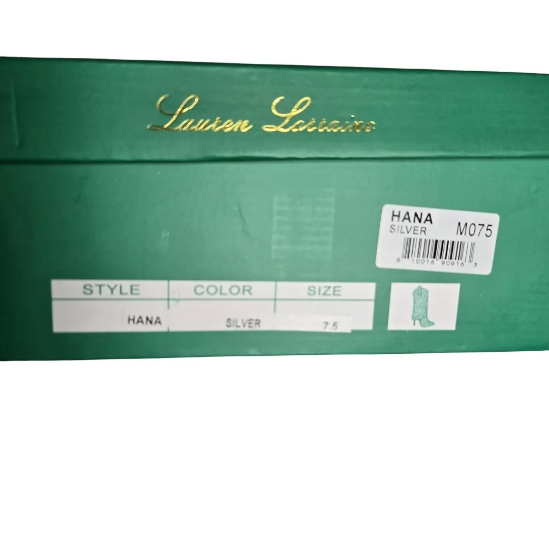 Lauren Lorraine Hana Metallic Silver Jewel Stiletto Heel Cowboy Boots NIB Sz 7.5 - Image 6