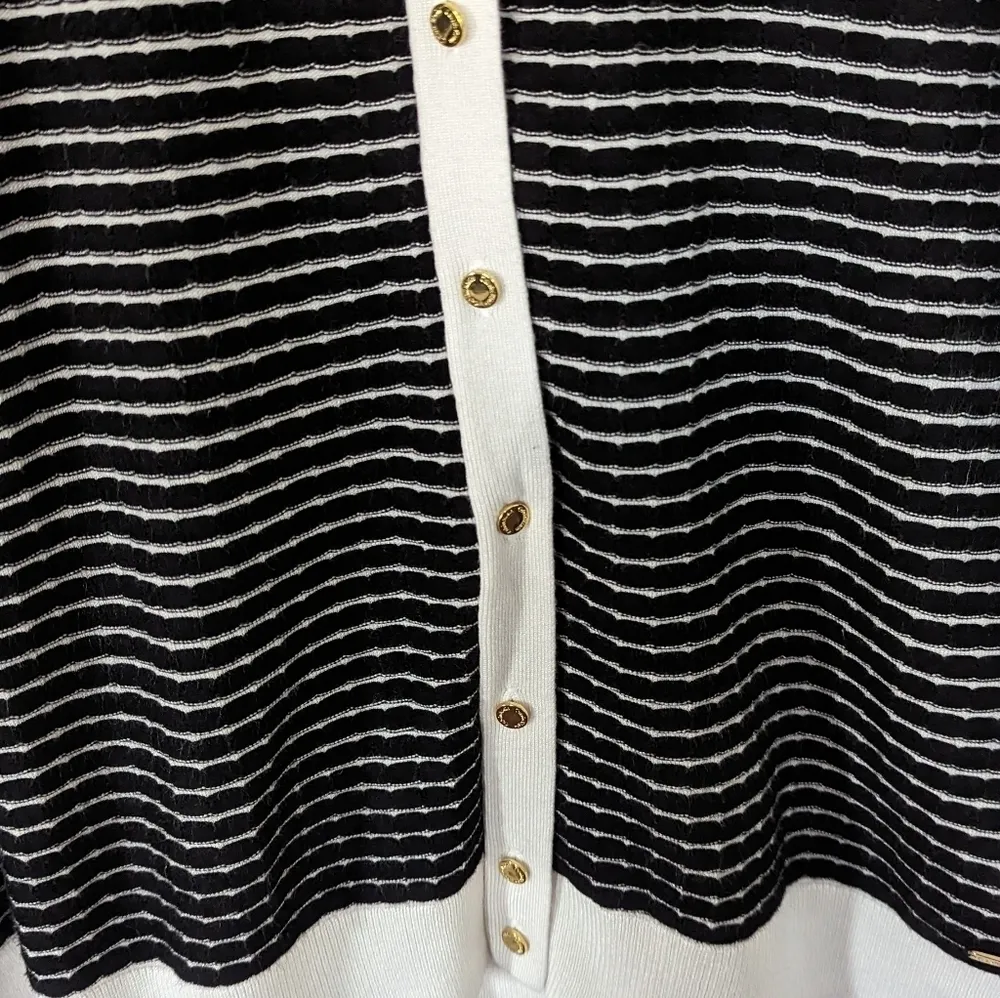 Calvin Klein Women's‎ Button Up Black and White Striped Cardigan Sweater Size XL - Image 6
