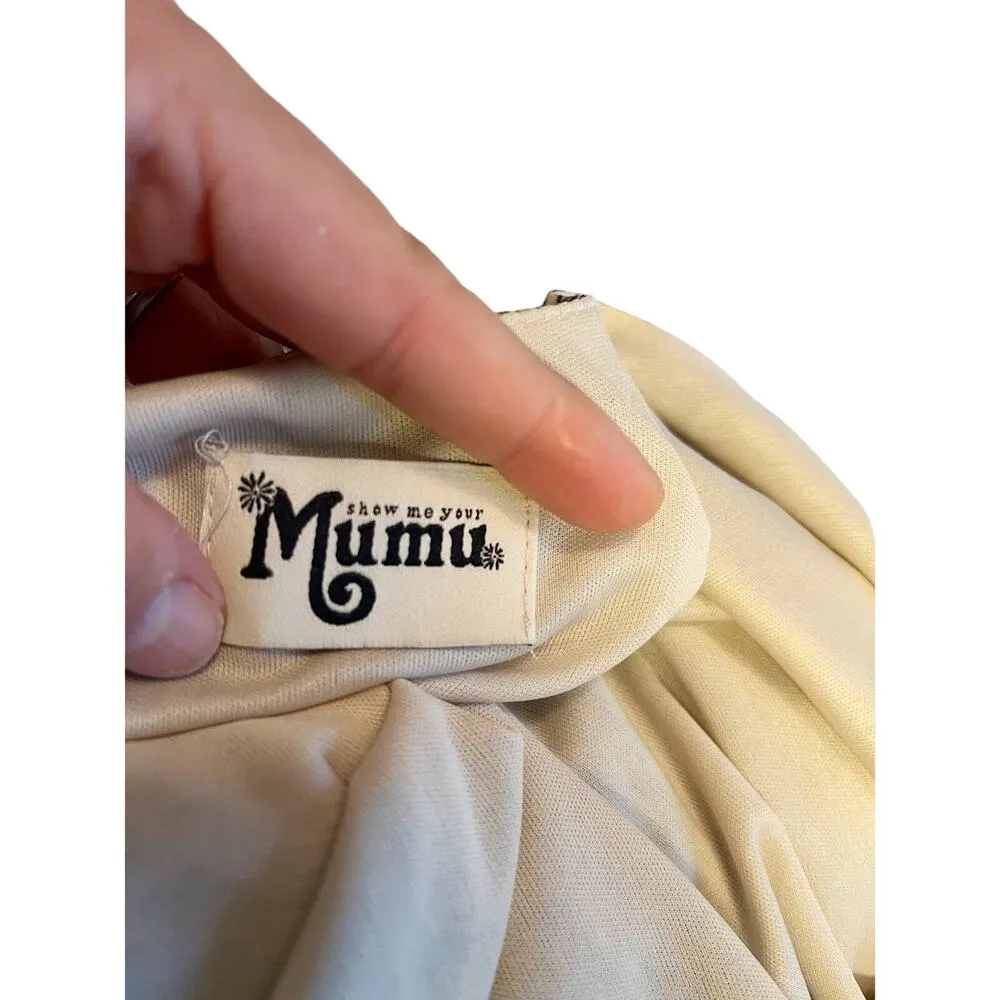 SHOW ME YOUR MUMU Tunic Dress Mini Bell Sleeve Paisley Brown Gray Tan Medium EUC - Image 4