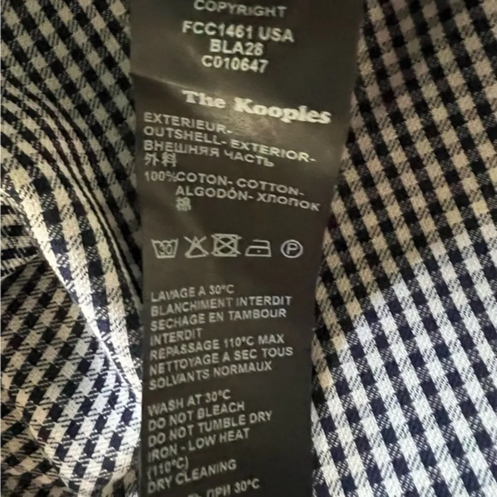 The Kooples Black White Checked Gingham Print Long Sleeve Button Down Shirt L - Image 6