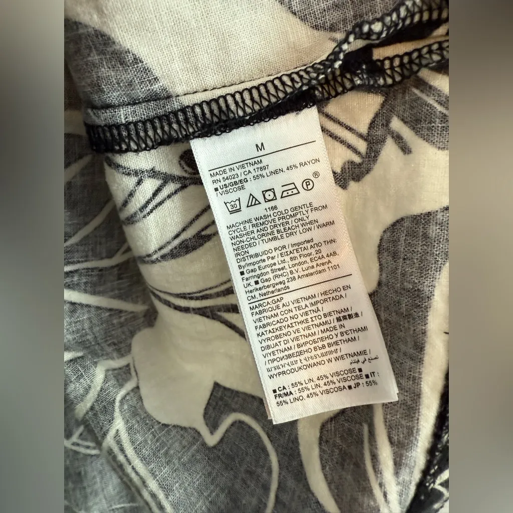 Gap  Dress - Linen Blend Black/Cream Print - Image 3