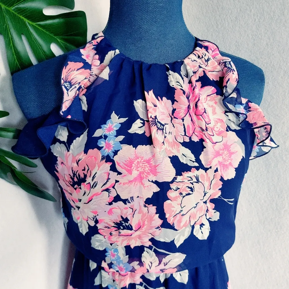 Old Navy Flutter Navy Floral Maxi Dress - Image 2