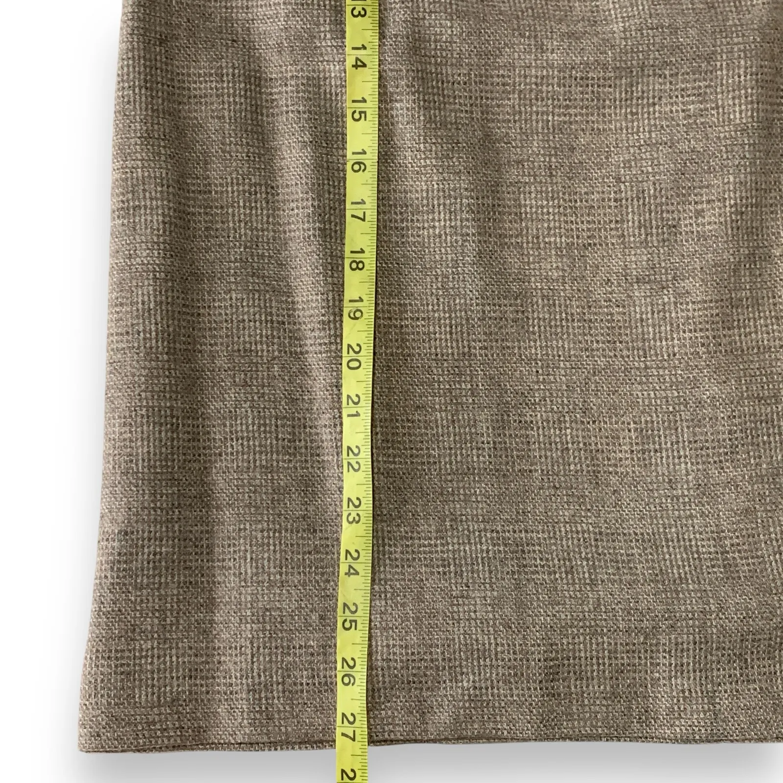 Vintage 70s Wool Suit 2 Piece Skirt Blazer Peabody House Houndstooth Size 11 12 Tan - Image 10