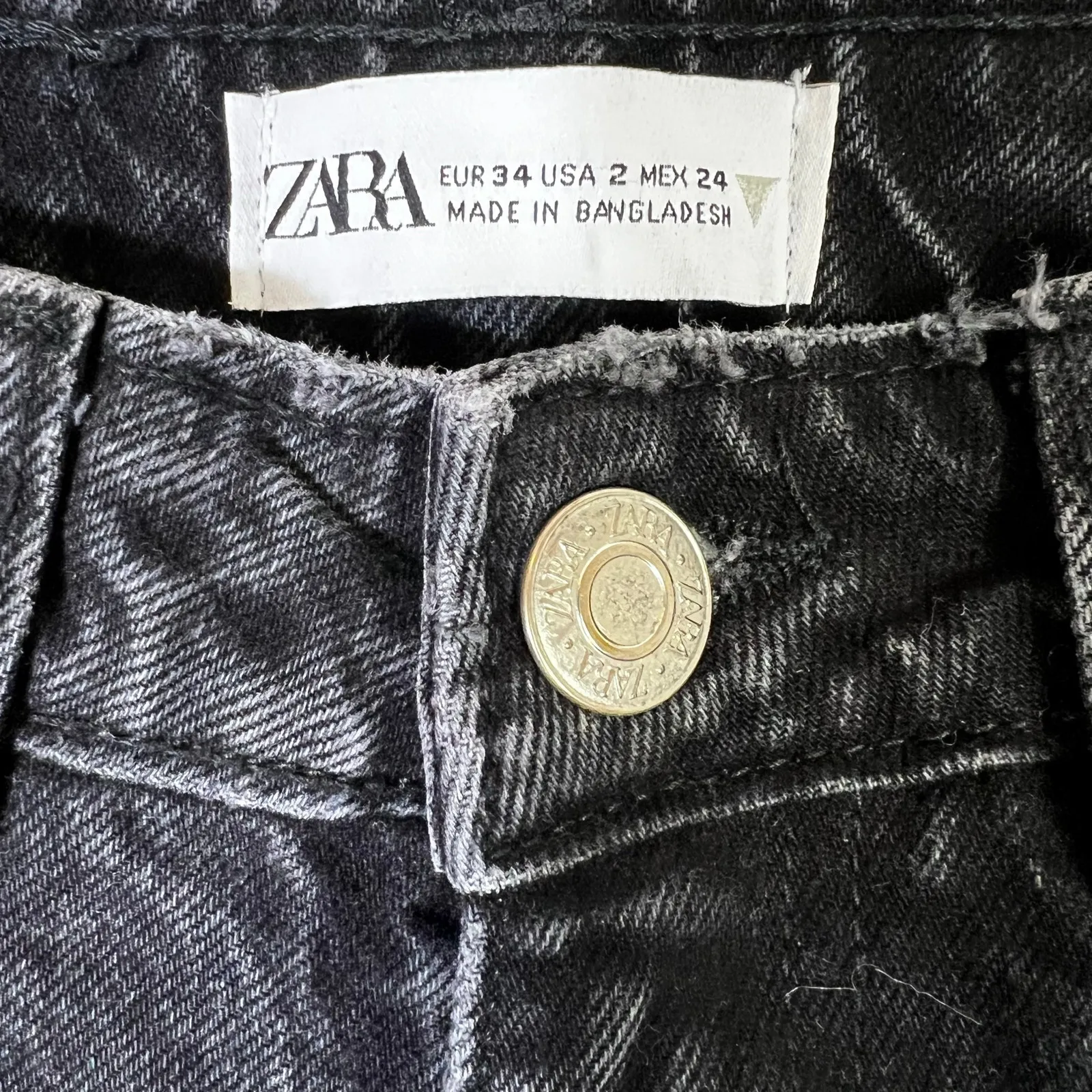 Zara Mom Jeans Womens 2 Black High Rise Rigid Tapered Clean Cut Minimalist Goth - Image 4