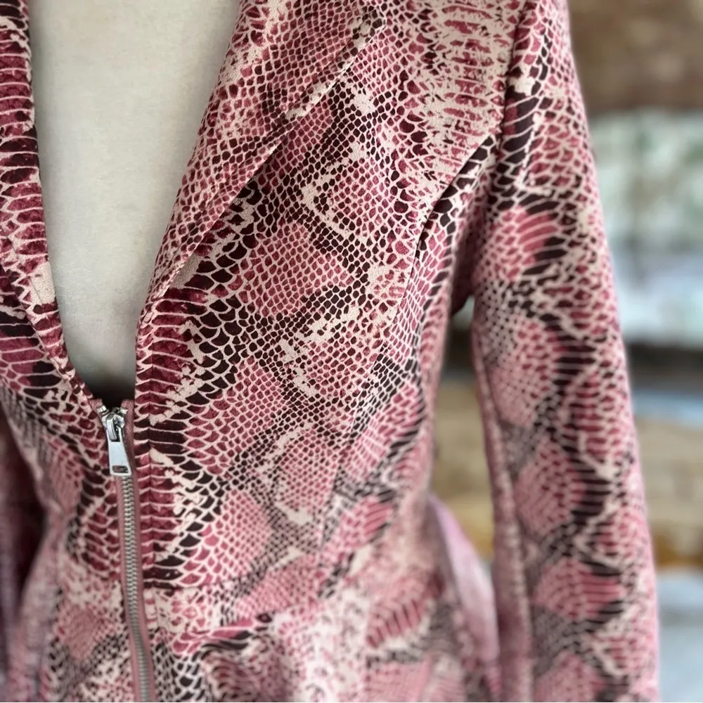 Venus Jacket Pink Animal Print High Low Faux Suede Peplum 8 Party Cocktail Chic - Image 6