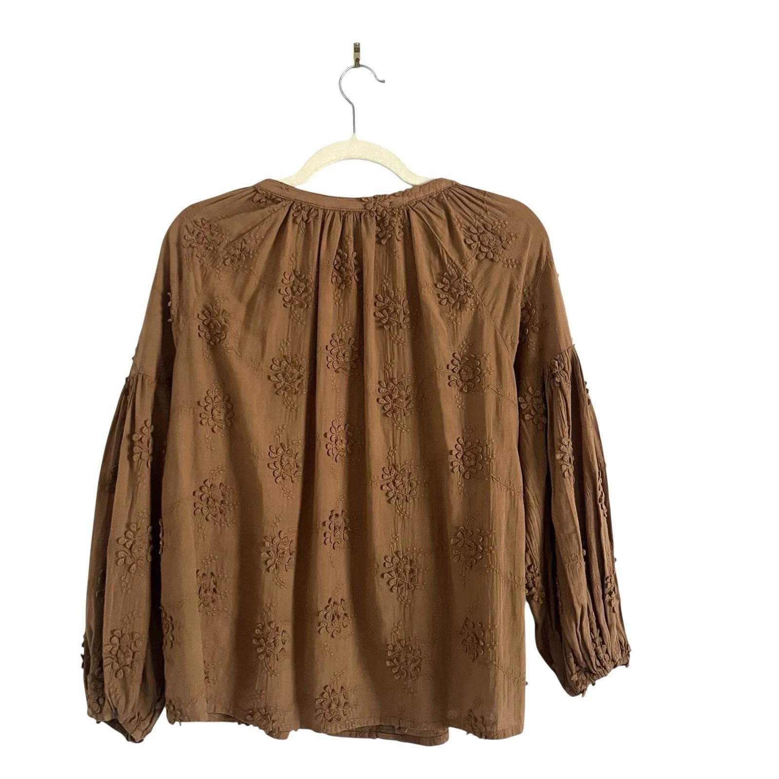 Driftwood Peasant blouse with tassel brown size Small boho chic festival Western - Image 4