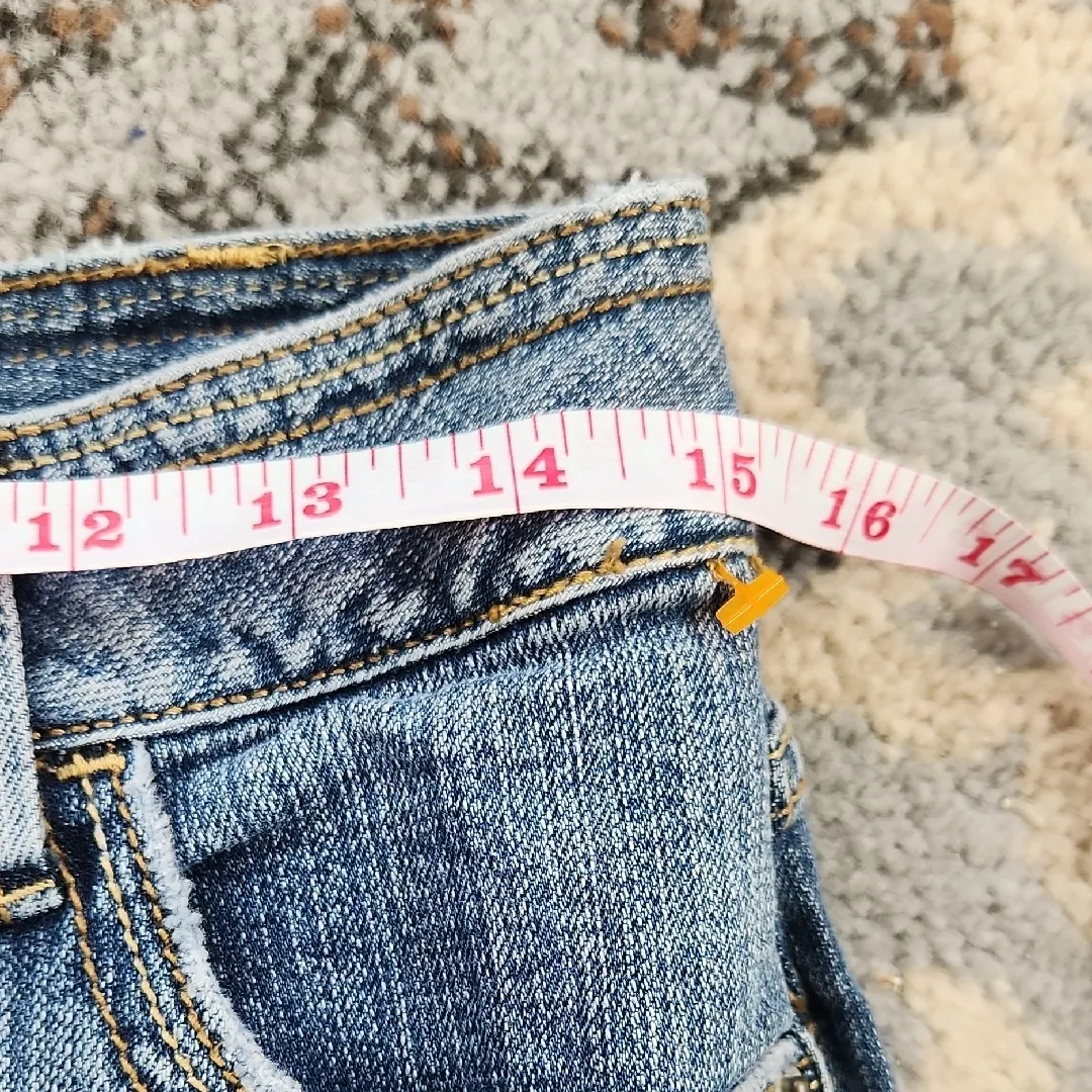 D Jeans Floral Embroidered Y2K Denim Jeans Blue Pink 30 - Image 4