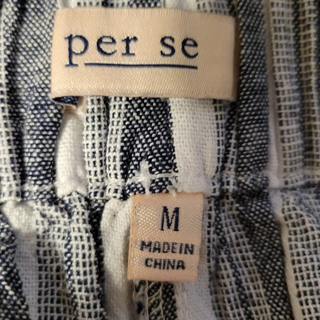 Striped Linen Blend Pants Womens Coastal Grandma Resort Beachy Pull On Size M - Image 6