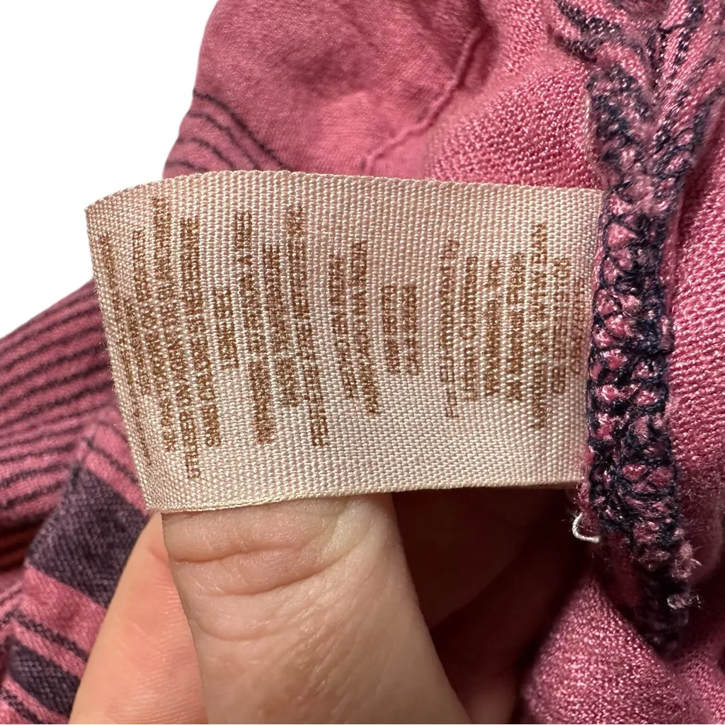 Free People On The High Road Tunic Collar Long Sleeve Cranberry Stripe medium - Image 10