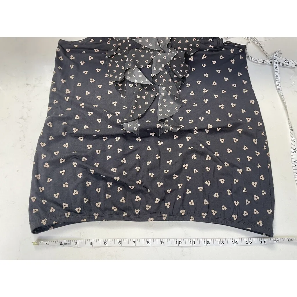 Ann Taylor Loft Women's Sz M Sleeveless Rufle Front Blouse Gray - Image 10