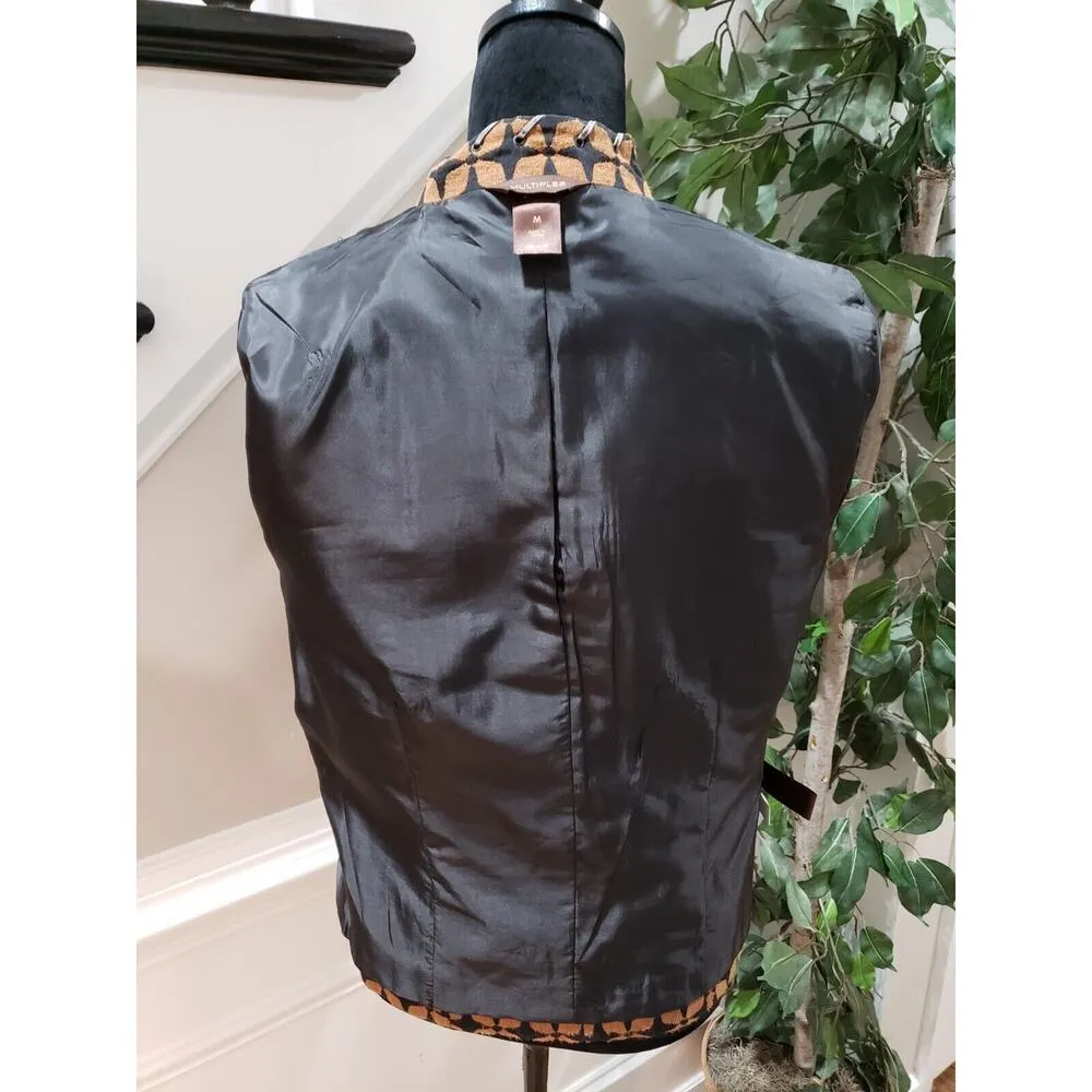 Multiples Women's Brown Black Floral Lined Long Sleeve Open Front Blazer Size M - Image 9