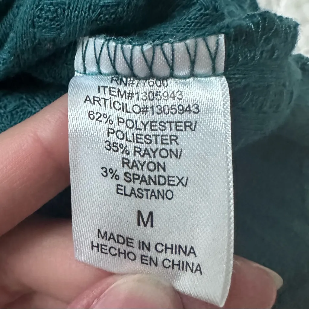 Chaser Teal Waffle Knit Thermal Long Sleeve Top - Image 6