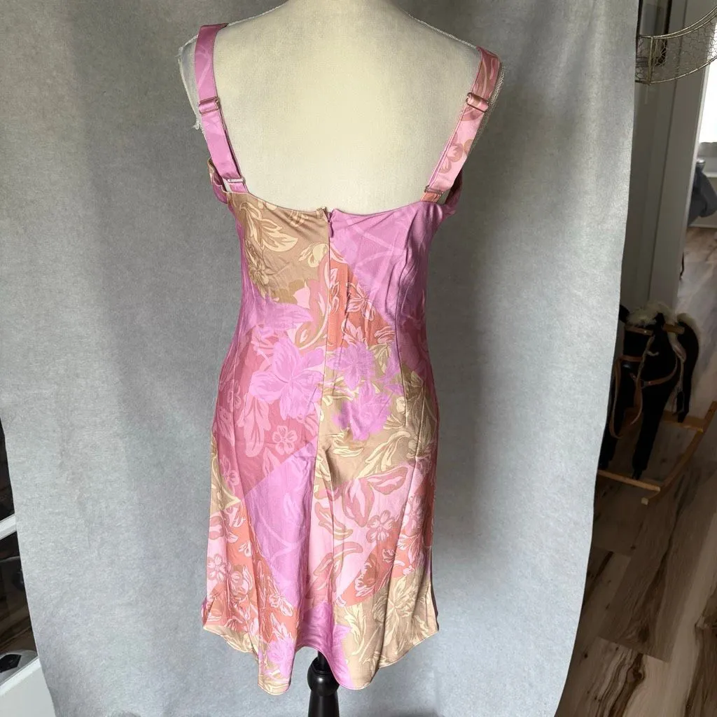 Sabo Catriona Mini Satin dress Pastel Pink Florent Patchwork print Size 8 - Image 2