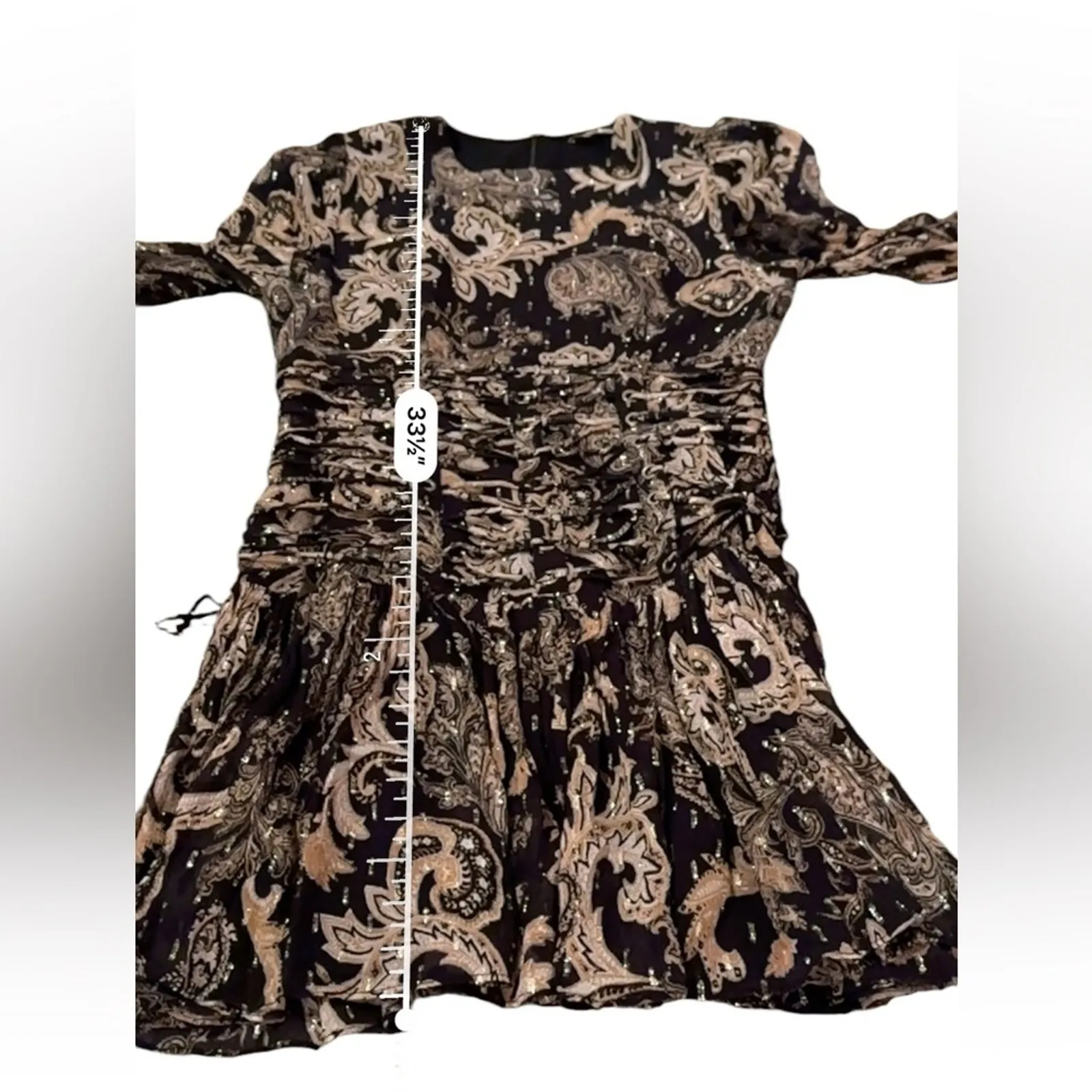 RTR Thurley Faithful Corset Black & Gold Paisley Print‎ Long Sleeve Romper Sz 6 - Image 15