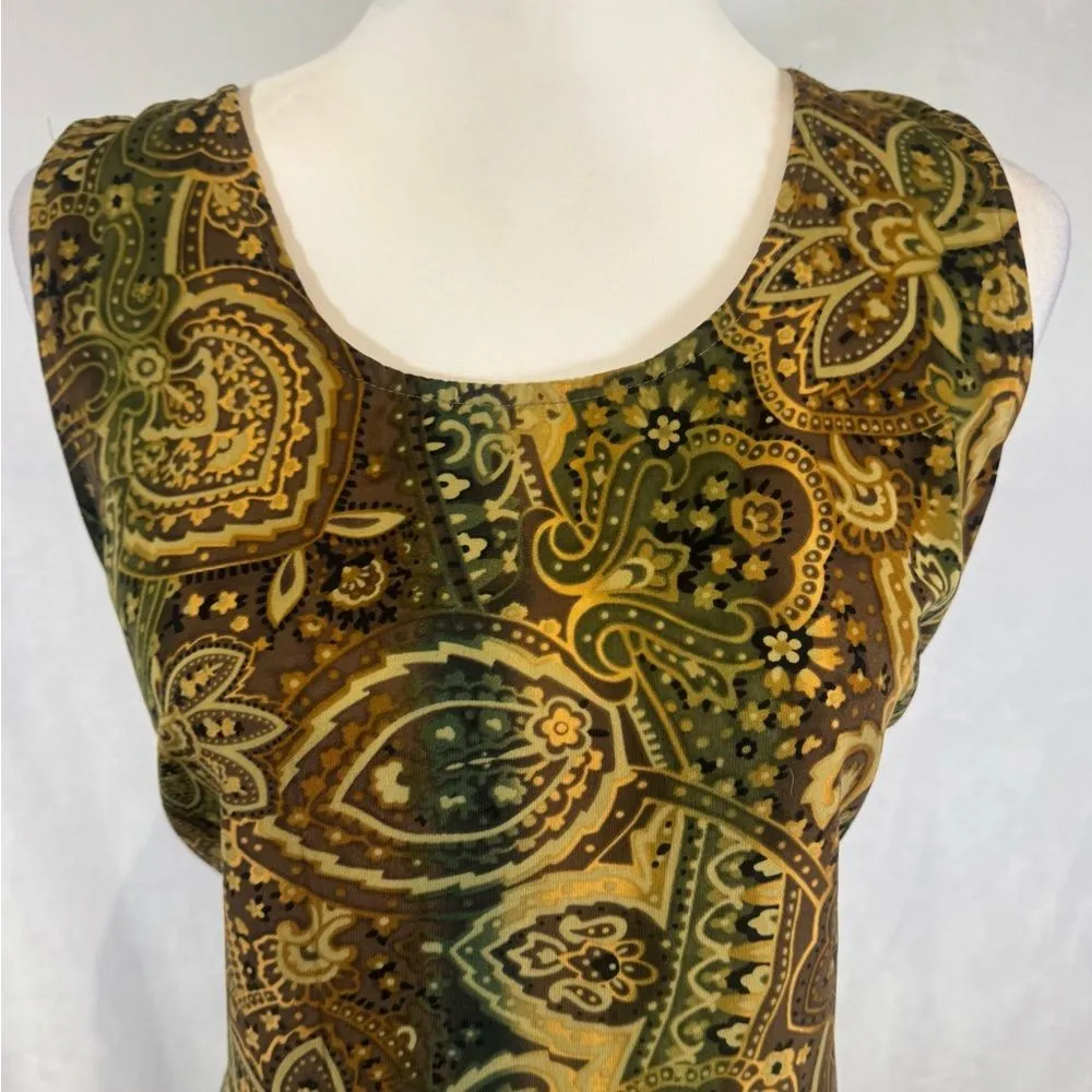 R&K Originals Vintage green and brown all over print maxi dress size 12P - Image 2