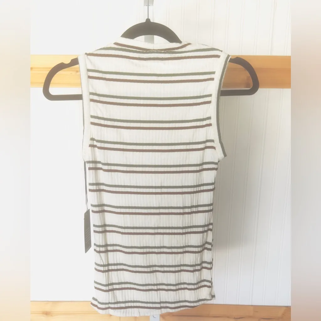 NWT Michael Lauren Aldo Crew Neck Sleeveless Knit Tank Striped XSmall - Image 2