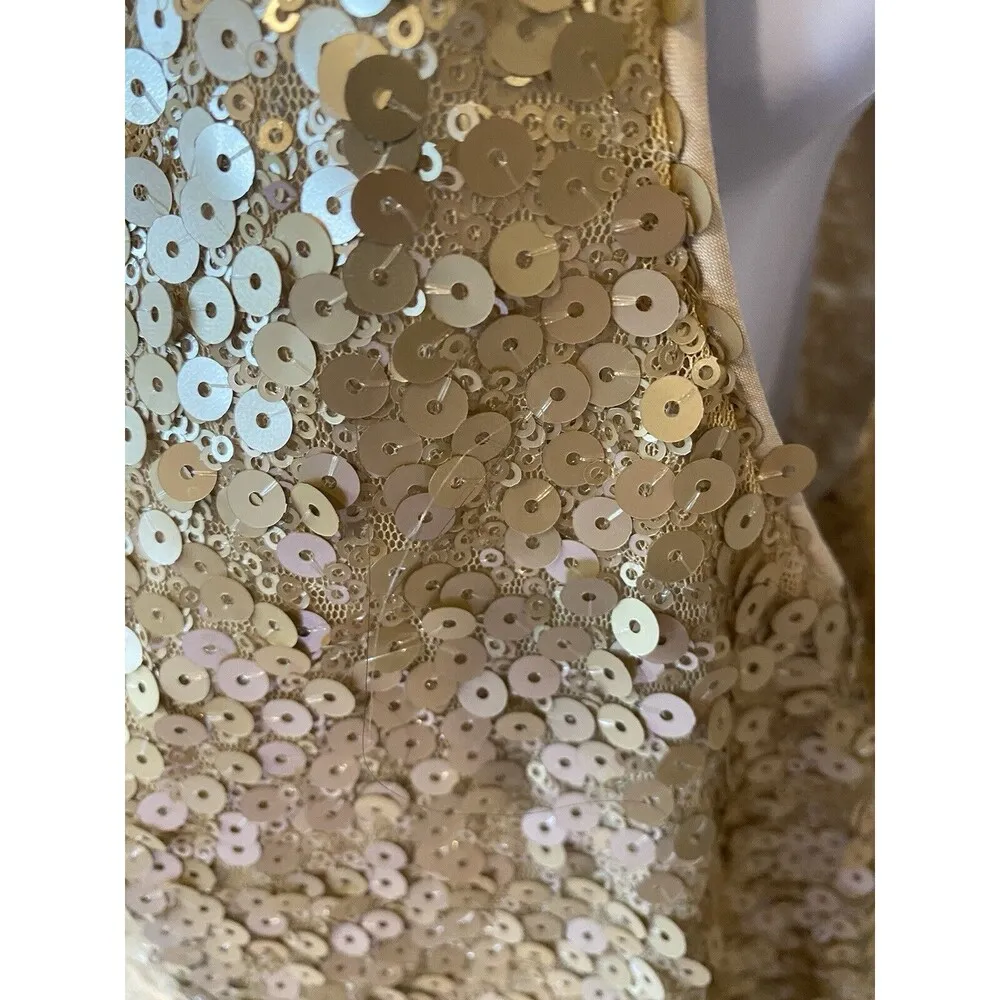 Vince Camuto Tank Top Gold Sequined Size XS Back Zip Polished Rocker Loose Fit - Image 11