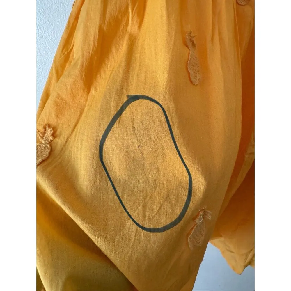 NWD J. Crew Yellow Pinapple Appliqué Cotton Fit & Flare Dress Women’s Size 10 - Image 5