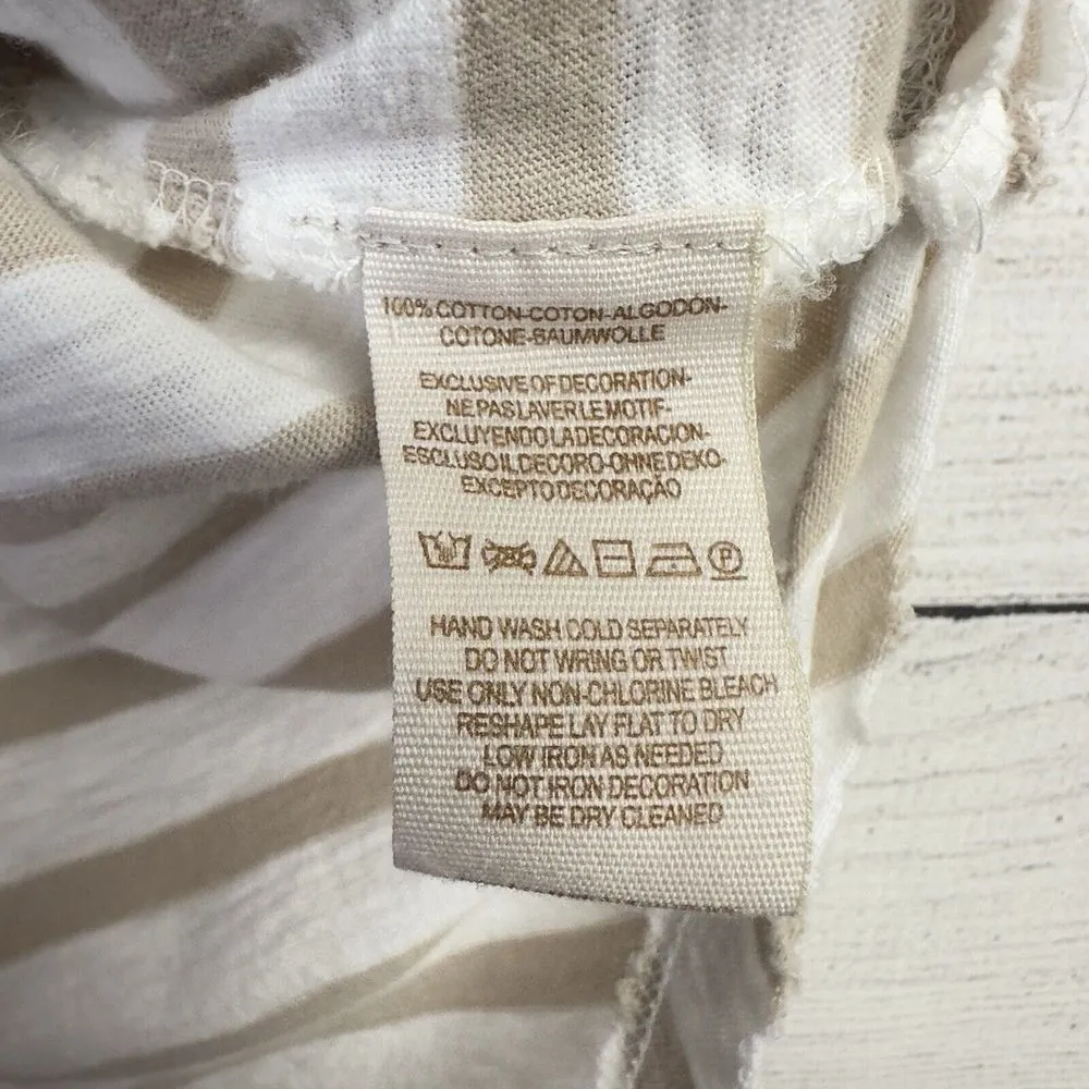 FREE PEOPLE Wear Your Sparkle Striped Blouse Embroidered Cotton Tank Size Medium - Image 9