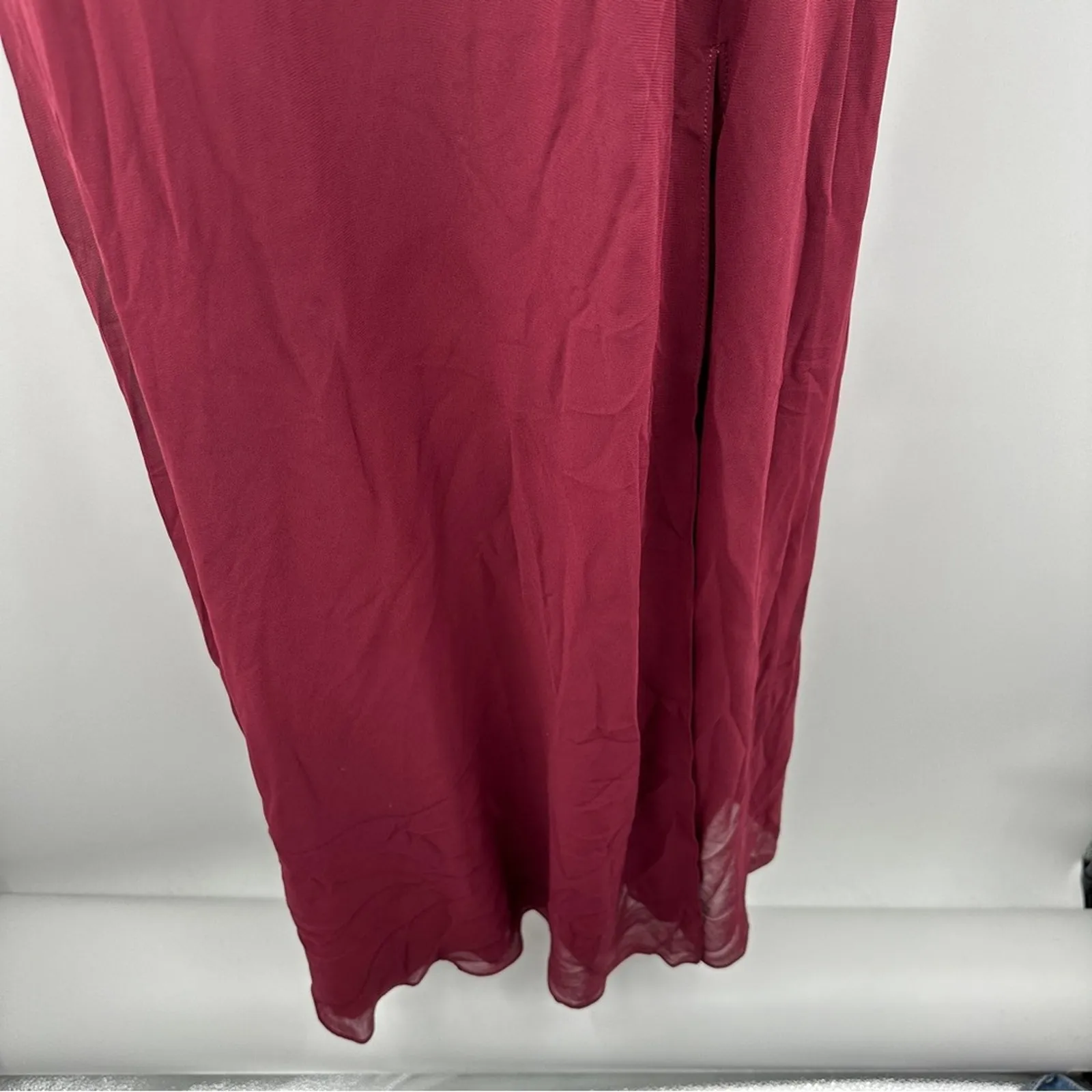 Birdy‎ Grey Gwennie Chiffon Bridesmaid Maxi Dress in Cabernet Red Sz M NEW - Image 5