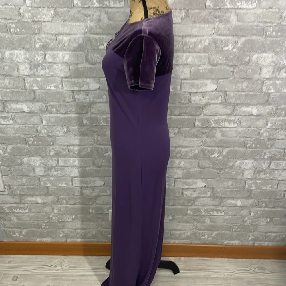 Carole Little Purple Velvet Mesh Maxi Dress - Image 3
