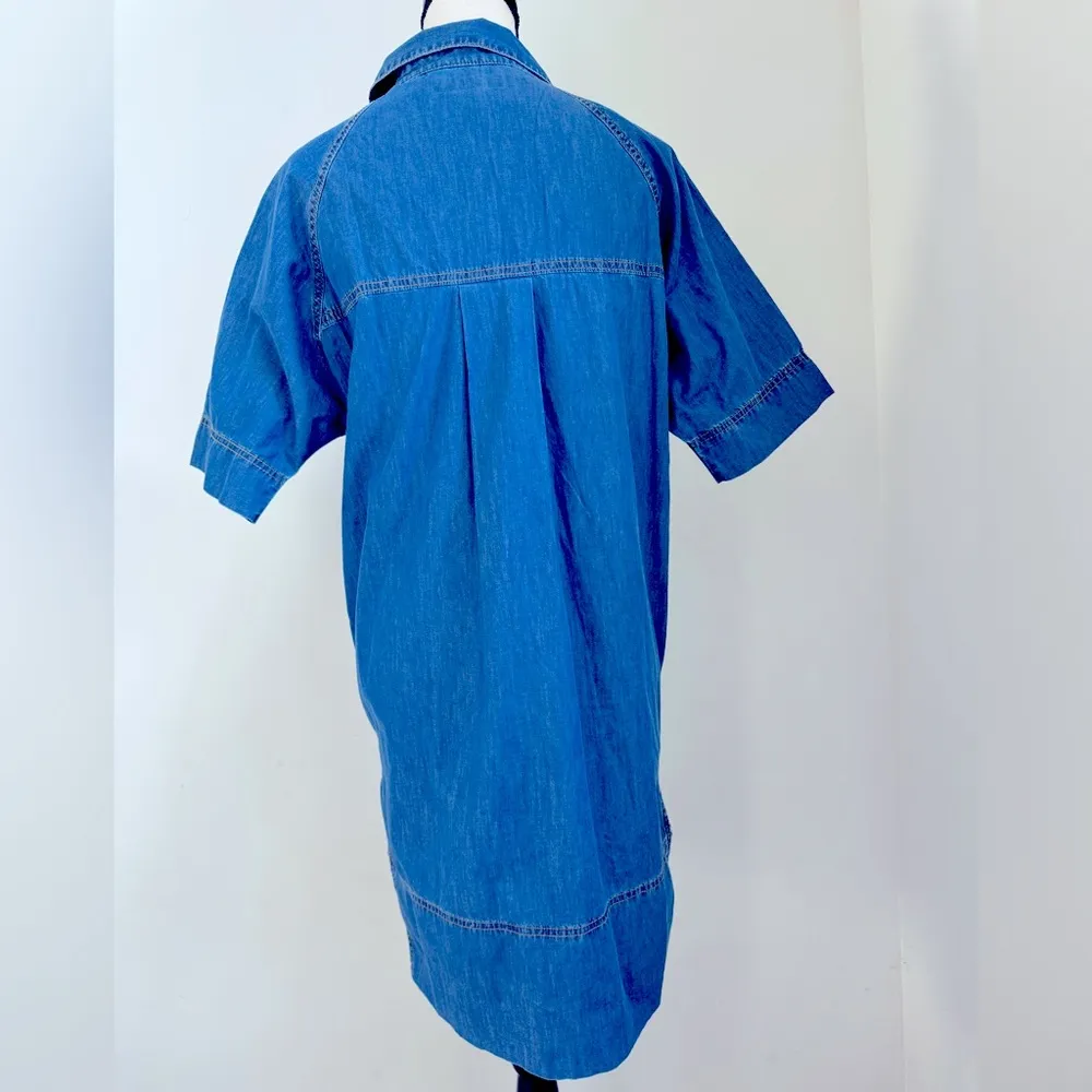 Banana Republic Minimalist Dolman Sleeve Loose Chambray Midi Shirt Dress Sz M - Image 2