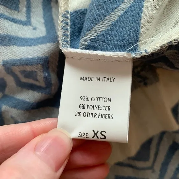 Fabrica 9 Dress Size XS Blue White‎ Geometric Tiered Cotton Midi Boho Summer - Image 7