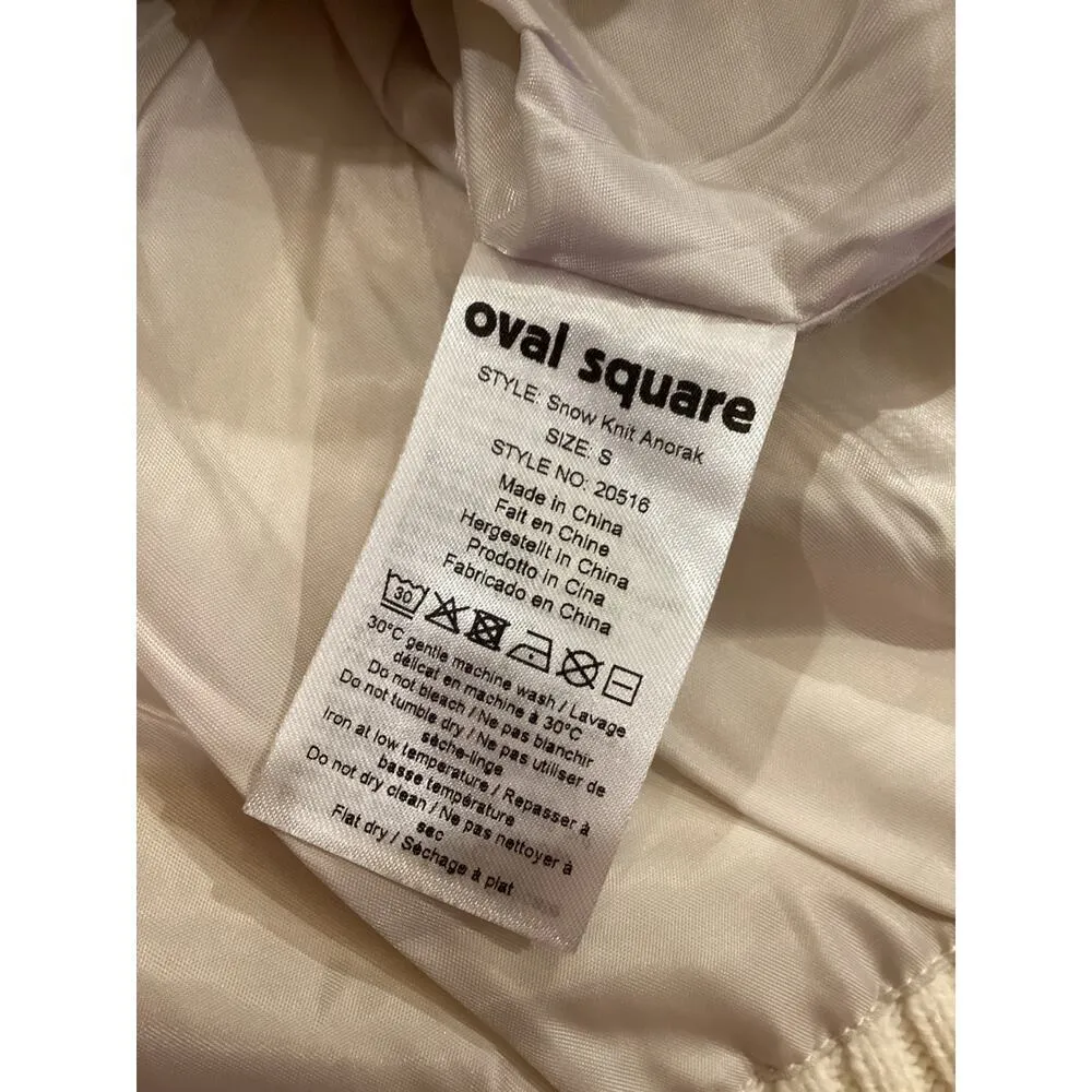 Oval Square Snow Knit Anorak Turtleneck 1/4 Zip heavy chunky Cotton Sweater S White - Image 8