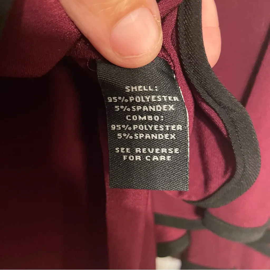 Sam & Jess Maroon Women’s Wine Contrast Trim Round Hem Bell Sleeve Blouse Top M Red Size M - Image 4