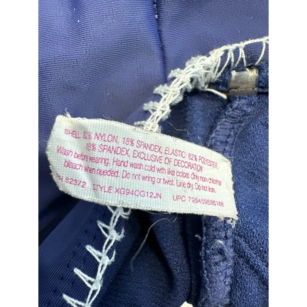 So one-piece One-Shoulder navy blue Swim Suit w/ Smock Bottom women sz XL - Image 6