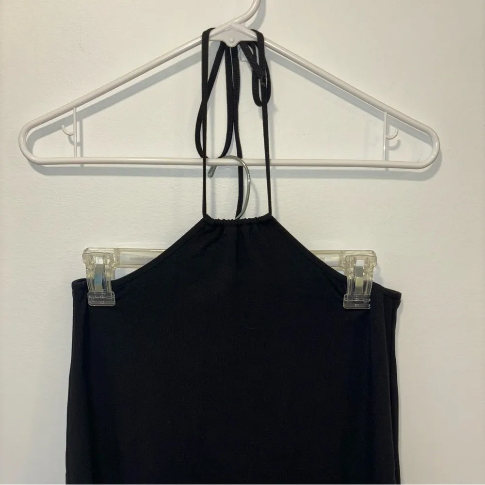 WeWoreWhat Cut Out Midi Skirt Jersey Knit Black Stretchy Tie Strappy Bodycon - Image 4