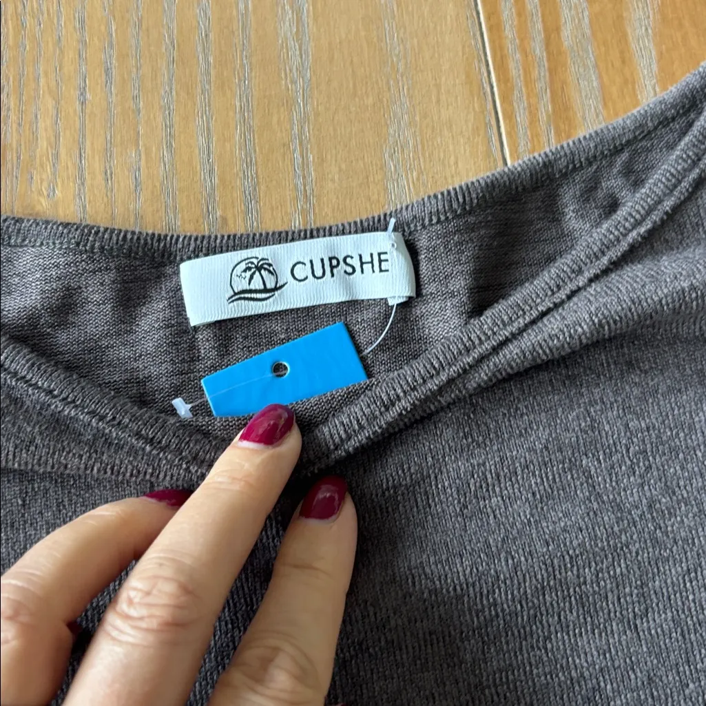 Cupshe  Drop Shoulder Tunic Size XS Grey/Brown - Image 5