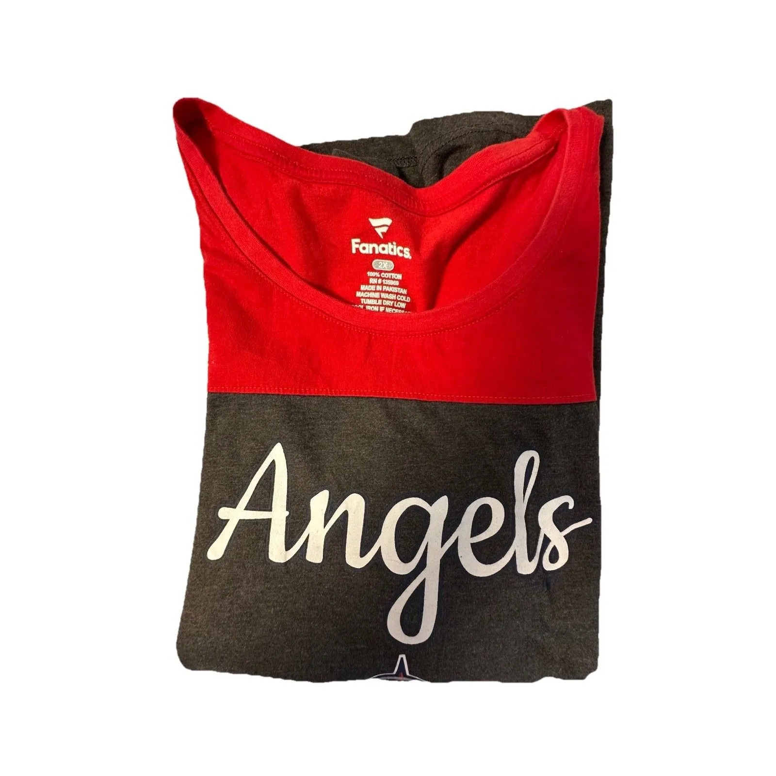 Fanatics Los Angeles Angels Women's Colorblock T-Shirt Red/Black Size 2X - Image 4