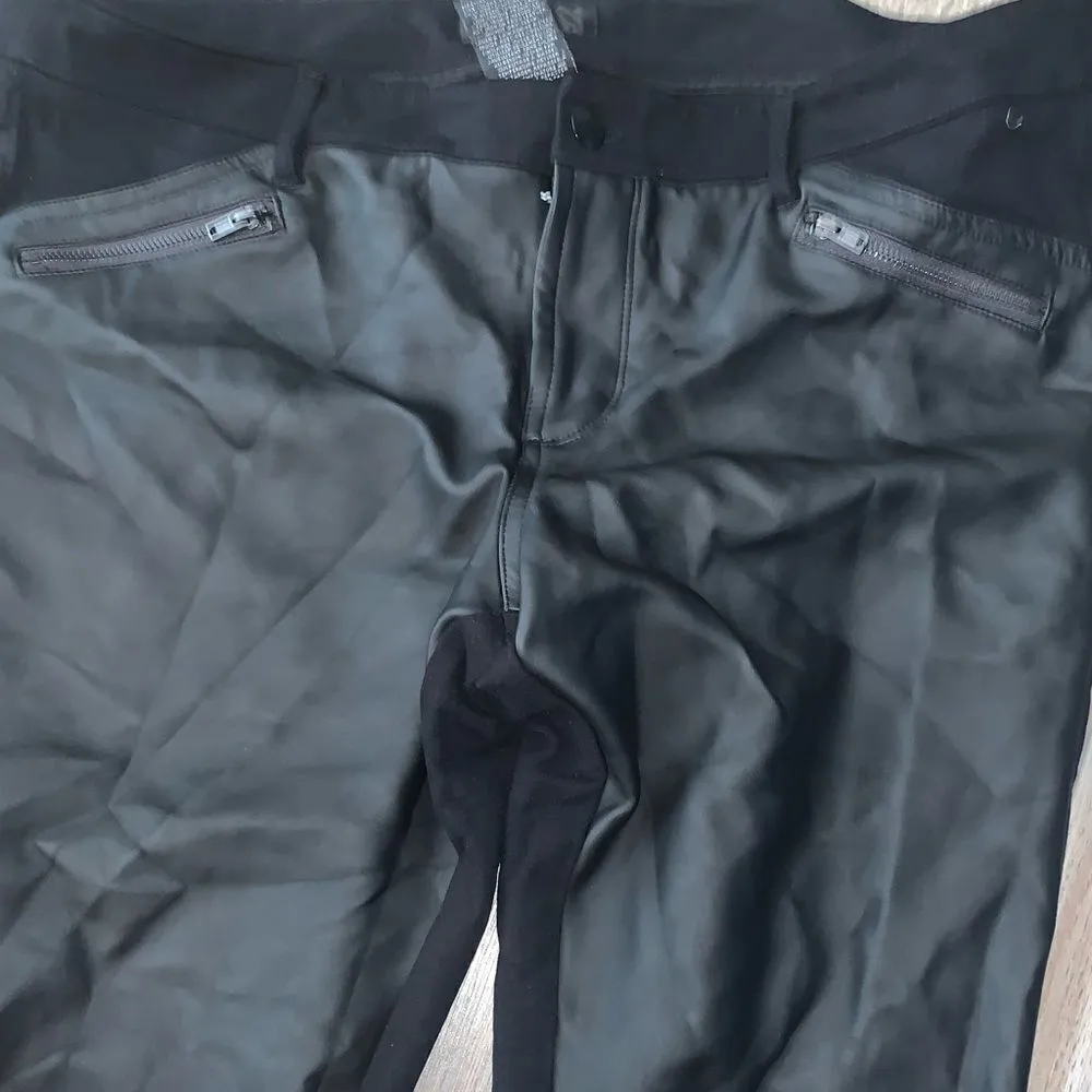 Vintage MOSSIMO Y2k faux leather zip knit pants Size 16 - Image 2