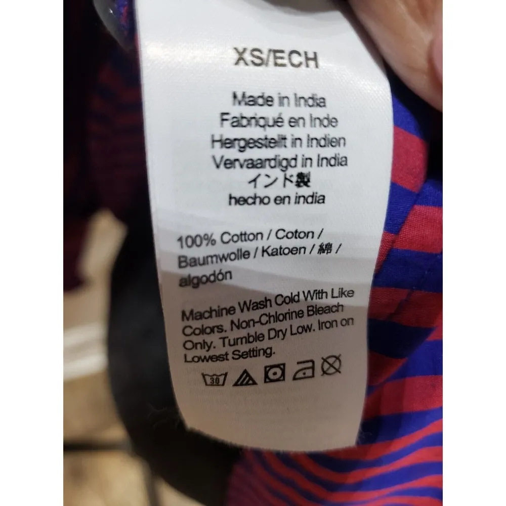 J. Crew Red & Blue Striped Long Sleeve Ruffle Trim Tuxedo Top Blouse XS - Image 11