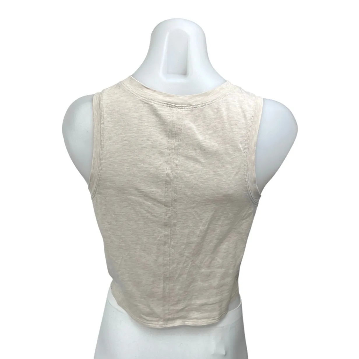 Lululemon Time to Restore Cream Knit Sleeveless Tie Wrap Knot Crop Tank Top Sz 4 - Image 2