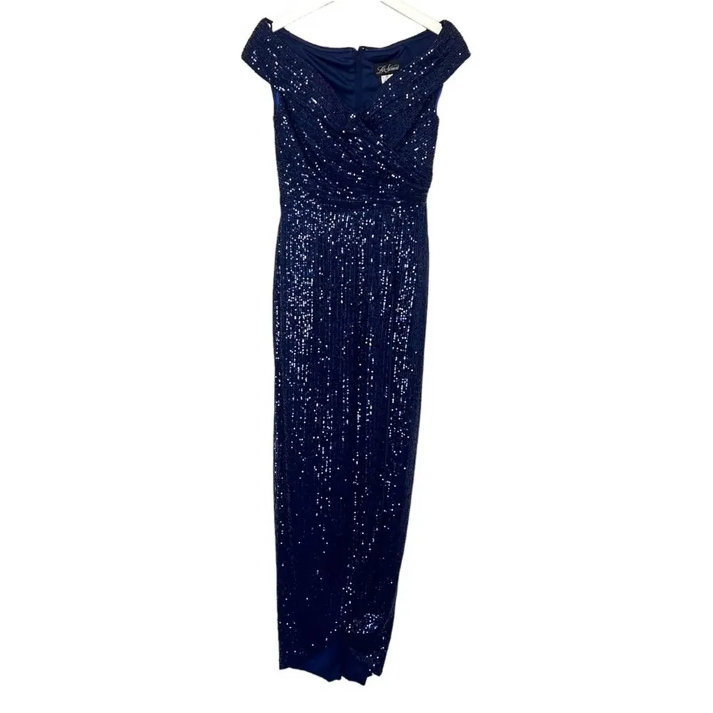La Femme Sequin Cap Sleeve Column Gown Size 4 - Image 79